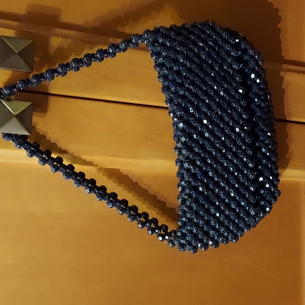 Navy, beaded bag